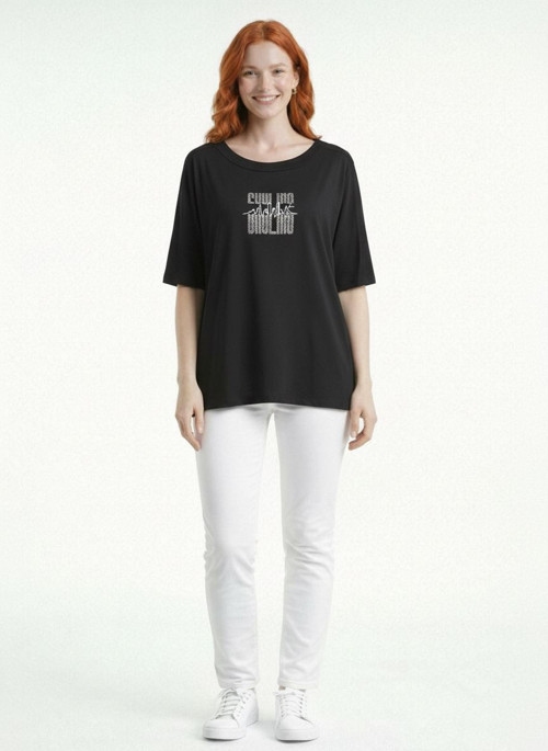 Kadın Siyah Baskılı Regular T-Shirt