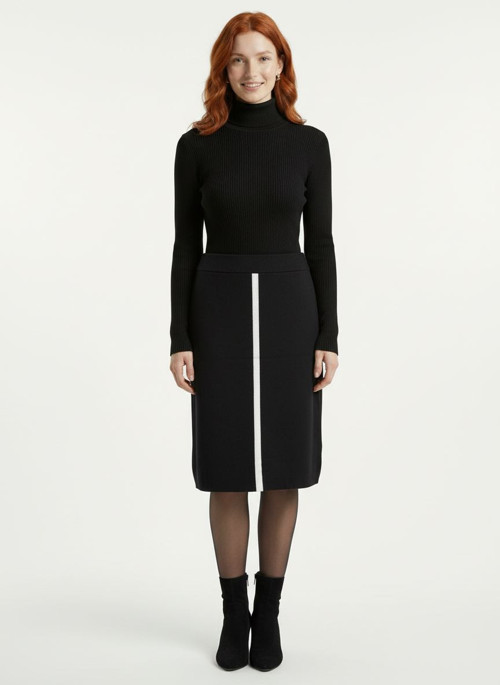Kadın Siyah Slim Fit Triko Boğazlı Kazak