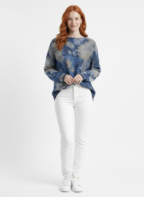 Kadın Triko Desenli Oversize Kazak