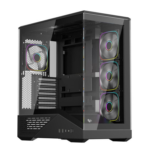 GM7 BTF SİYAH ARGB 4X12CM FAN TEMPERLİ CAM USB 3.0 TYPE-C ATX KASA