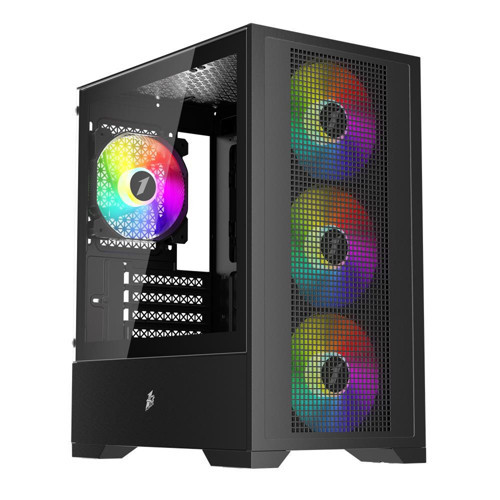 GO2 SİYAH FK 550W 4X12CM RAINBOW FAN TEMPERLİ CAM USB 3.0 M-ATX KASA