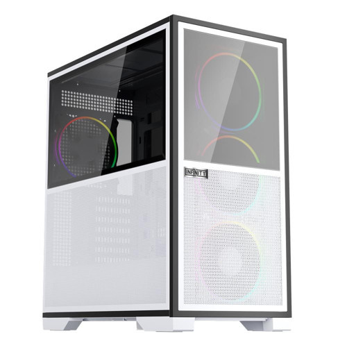 IF8 BTF BEYAZ ARGB 4X12CM FAN TERS ÇEVİRİLEBİLİR TEMPERLİ CAM MESH PANELLER USB 3.0 E-ATX KASA