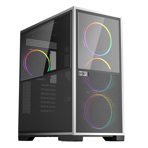 IF8 BTF SİYAH ARGB 4X12CM FAN TERS ÇEVİRİLEBİLİR TEMPERLİ CAM MESH PANELLER USB 3.0 E-ATX KASA