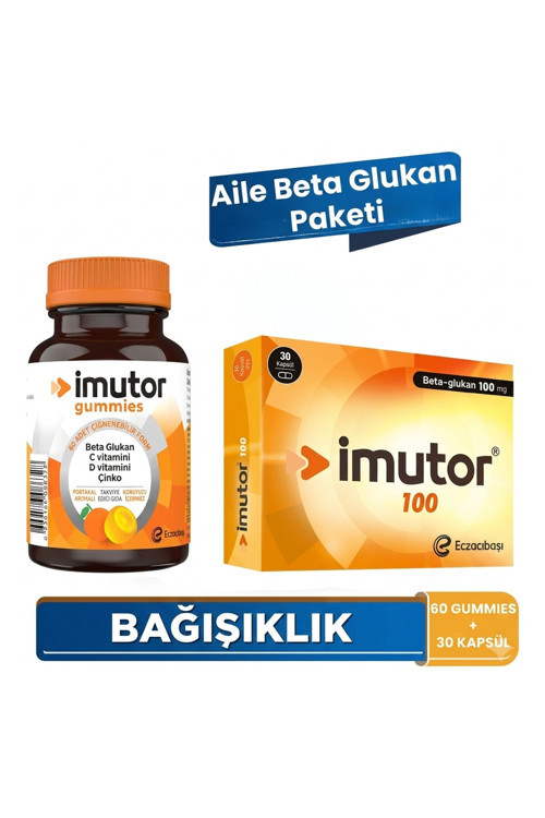 Imutor Gummies & Imutor 100 - Bağışıklık -Beta Glukan, C,d Vitamini, Çinko - Aile Beta Glukan Paketi