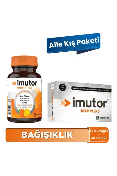 Imutor Gummies & Imutor Kompleks - Bağışıklık - Beta Glukan, C, D Vit, Ekinezya - Aile Kış Paketi