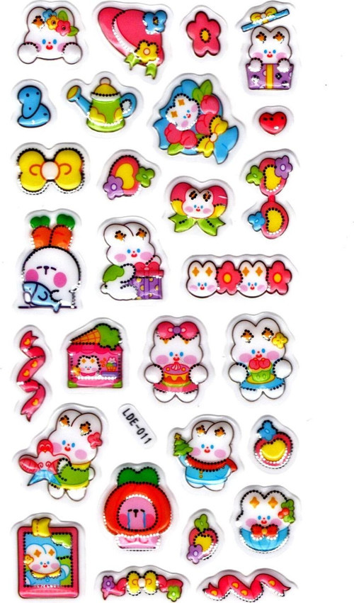 Sticker Kabartmalı Stiker Defter Planlayıcı Etiket (Lde011)-19x9cm - Tavşan Parti Kawaii