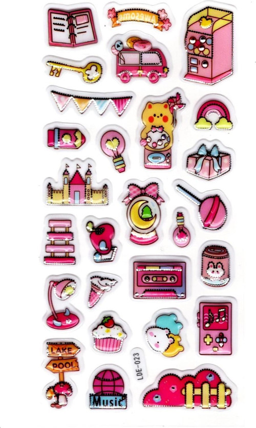 Sticker Kabartmalı Stiker Defter Planlayıcı Etiket (Lde023)-19x9cm - Nostaljik Araba Şeker