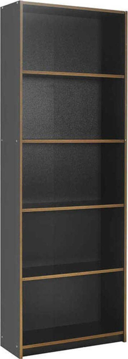 Modern 5 Raflı Kitaplık-Antrasit-Kontra 64x182x26 cm (GxYxD)