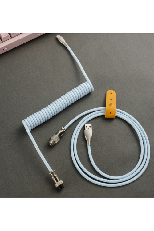 Coiled Kablo (Sarmal) 120cm + 35cm | Mekanik & Manyetik Klavye Kablosu | Type-C USB, 8K 8000Hz