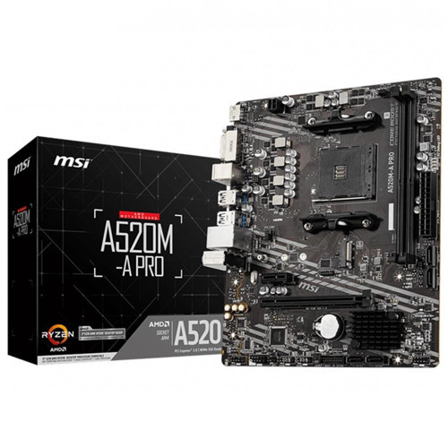 Msi A520M-A PRO AMD A520 Soket AM4 DDR4 4600(OC)MHz mATX Gaming Anakart (KDO)