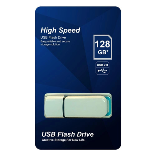 Elba 128GB Plastik Beyaz-Mavi 2.0 USB Flash Bellek (KDO)