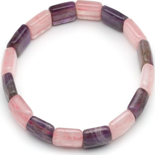 Ametist - Pembe Kuvars Doğal Taş Bileklik 13 X 15 Mm Özel Kesim