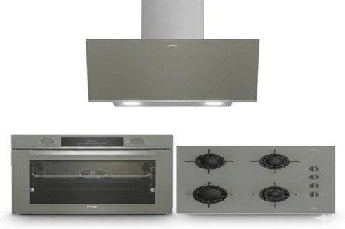 Gri Cam Ankastre Set (Bfc 431 G Buhar Destekli Fırın + Bocdt 6510 Eg Ocak + Bde 6062 G Davlumbaz)