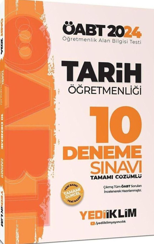 2024 ÖABT Tarih Öğretmenliği Tamamı Çözümlü 10 Deneme Sınavı