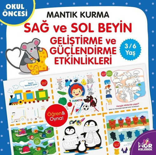 Okul Öncesi Mantık Kurma 3-6 Yaş Mor Kelebek: Sağ ve Sol Beyin Geliştirme ve Güçlendirme Etkinlikler