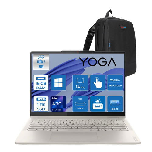 Yoga 7 2-In-1 14ILL10 Intel Core Ultra 7 256V Aı 16GB Ddr5 1tb SSD Intel® Arc™ Graphics 140V 14" Wuxga (1920X1200) OLED 600NITS Touch WIN11HOME Dokunmatik Bilgisayar 83JQ00GSTRH03+ZETTAÇANTA