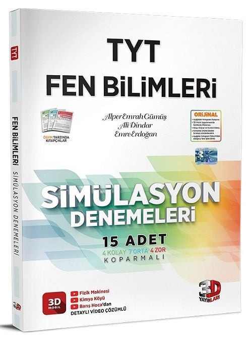 3D Yayınları YKS TYT Fen Bilimleri Simülasyon 15 Deneme Video Çözümlü
