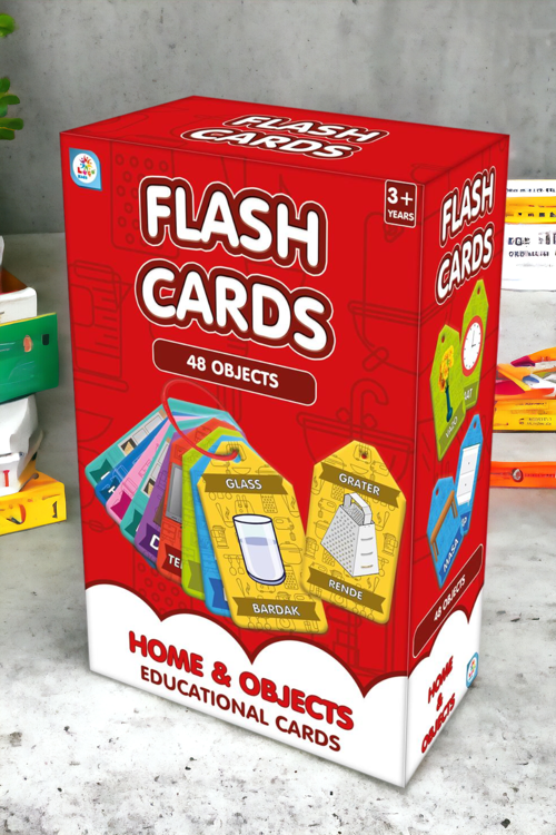 Türkçe - İngilizce Eğitim Oyunu Flash Kartlar İlk Kelimelerim Hayatımızdaki Nesneler 48 Parça LC7486