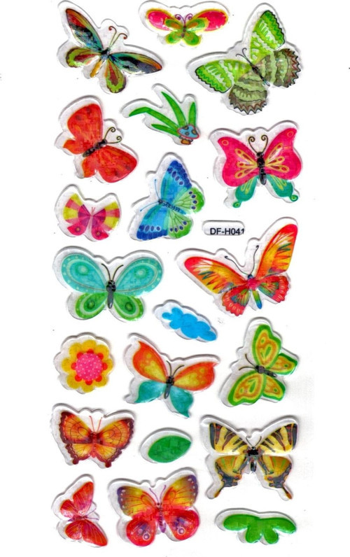 Işıltılı Sticker Kabartmalı Stiker Defter Planlayıcı Etiket (Dfh041)-18x9cm - Kelebek