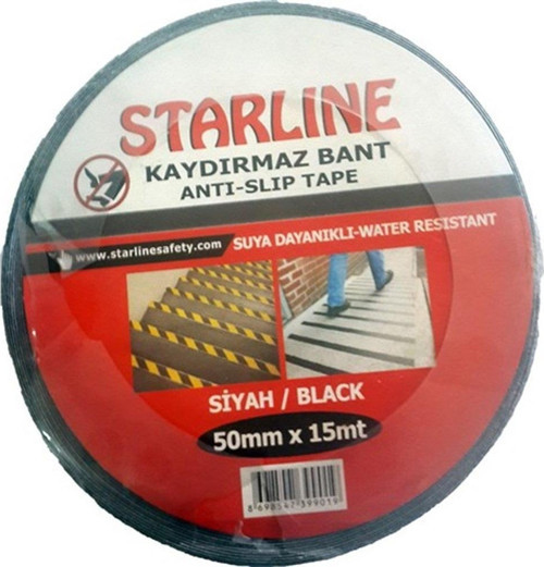 Kaydırmaz Bant 50 mm 15 metre Siyah renk Yüksek Tutuş Starline Marka Suya Dayanıklı