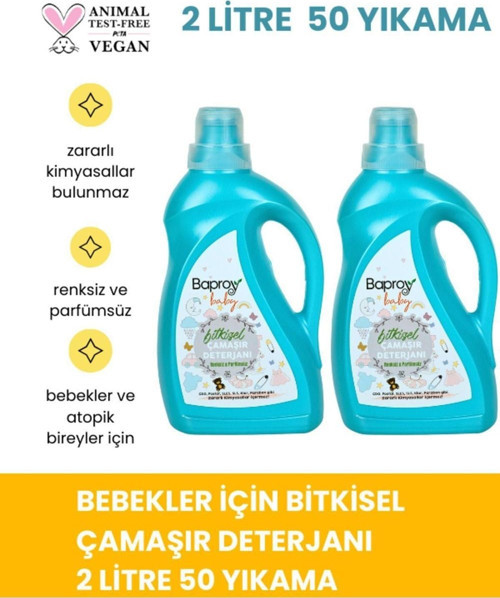 Baby 2 lt Bebekler İçin Bitkisel Çamaşır Deterjanı 50 Yıkama