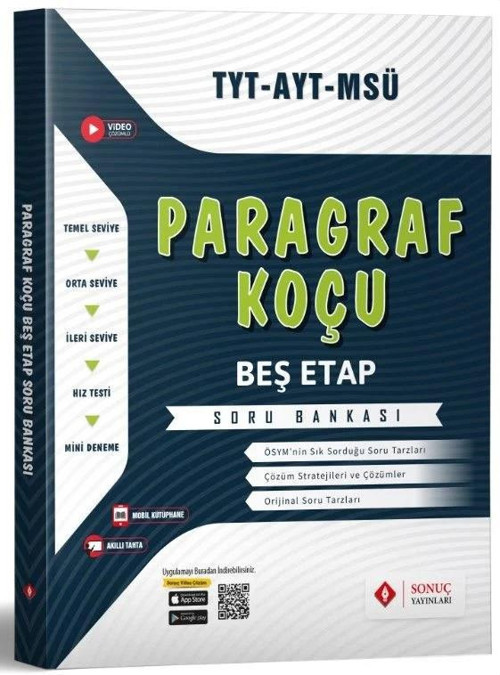 Sonuç Yayınları Tyt Ayt Msü Paragraf Koçu Beş Etap Soru Bankası