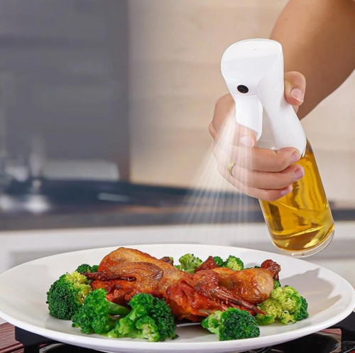 1 Adet Beyaz Sprey Yağdanlık Air Fryer Cam Yağlık Mist Püskürtücü 210 ML