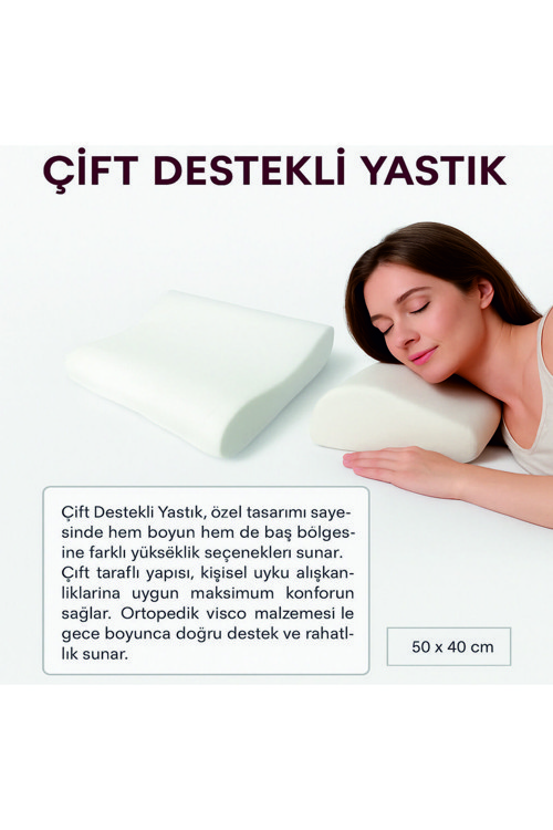 Çift Destekli Yastık ,50 × 40 Cm Visko ,Rahat Yastık