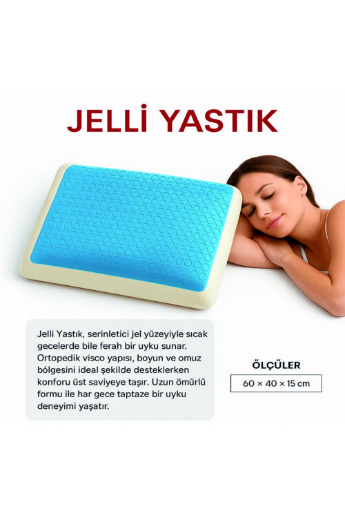 Jelli Yastık,Yastık, Çift Taraflı,Terletmeyen Ortopedik Yastık Serinleten Visco Yastık Jelli Yastık
