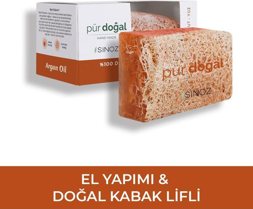 Pür Doğal %100 Doğal Kabak Lifli Argan Yağlı Yüz ve Vücut Sabunu - El Yapımı 130 gr