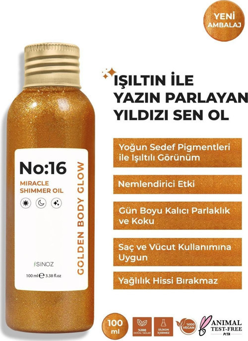 No:16 Mucizevi Işıltılı Saç Ve Vücut Bakım Yağı 100 Ml - Parıltılı Nemlendirici Bakım