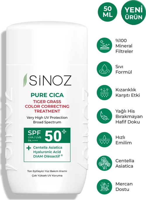 Spf50 Pure Cica Anında Ton Eşitleyici Yüz Bakım Kremi - Yeni Nesil Mineral Güneş Filtresi