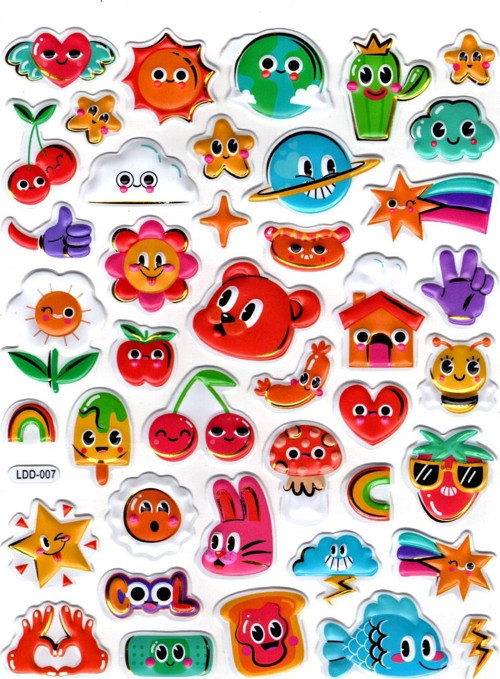 Sticker Kabartmalı Stiker Defter Planlayıcı Etiket (Ldd007)-24x19cm - Dünya Çiçek Balık