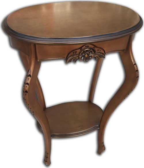 Fiskos Sehpa Oyma Model Parlak Kaplama MDF tabla Kayın ayak Parlak Ceviz 13711