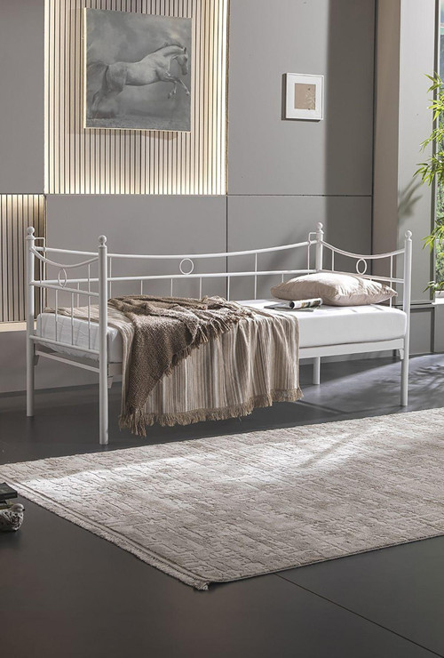 Daily Daybed Tek Kişilik Sedir Metal Karyola Beyaz