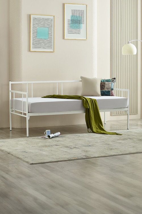 Forte Daybed Tek Kişilik Sedir Metal Karyola 90 x 190 - 90 x 200 Beyaz