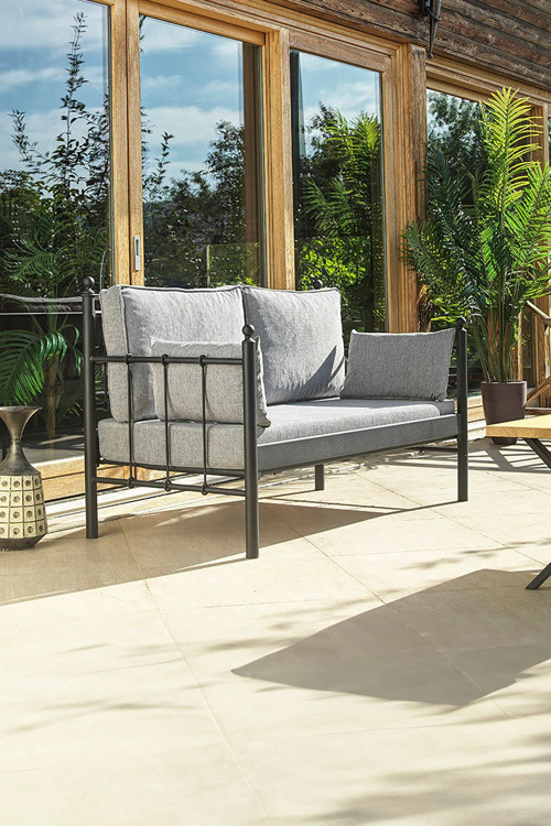 Lalas Dk Metal Sofa Sedir 70x140 İkili Koltuk Siyah - Füme
