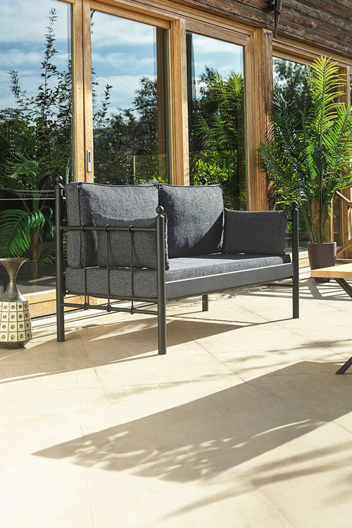 Lalas Dk Metal Sofa Sedir 70x140 İkili Koltuk Siyah - Antrasit