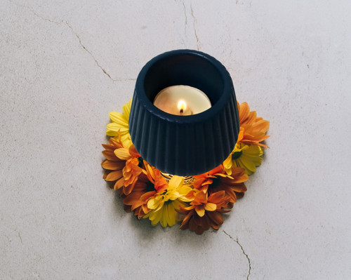 Aurora Işıltısı Dekoratif Mumluk Tekli Freshco Mavi 7x6 cm