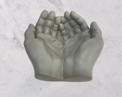 Avuç İçi El Sanatı Dekoratif Tabak 15x15 cm Gri