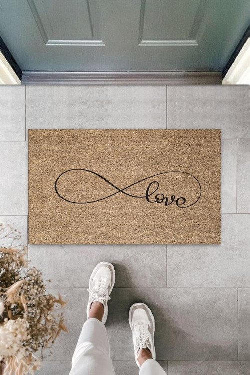 Kahverengi Kapı Önü Paspası Sonsuz Love Desen K-3293