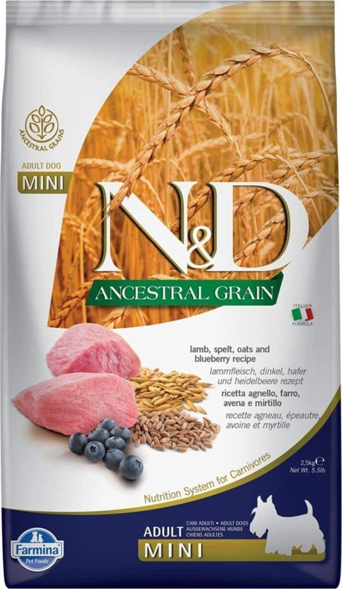 Ancestral Grain Kuzu + Yaban Mersini Adult Mini Yetişkin Küçük İrk Köpek Mama 2,5 Kg