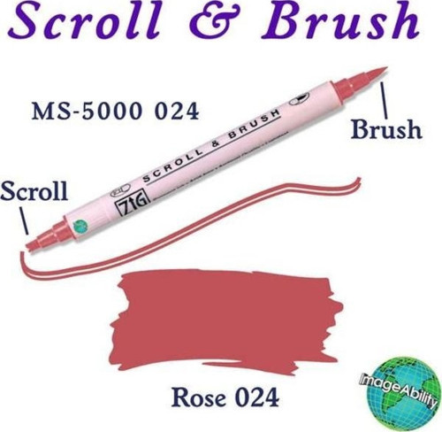 Scroll & Brush Çift Çizgi ve Fırça Uçlu Kaligrafi ve Gölgeleme Kalemi 024 Rose