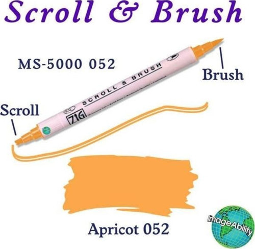Scroll & Brush Çift Çizgi ve Fırça Uçlu Kaligrafi ve Gölgeleme Kalemi 052 Apricot