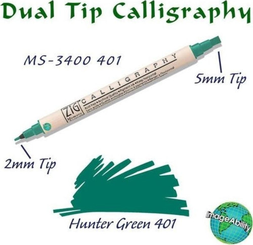 Calligraphy Çift Uçlu Kaligrafi Kalemi 2 mm + 5 mm 401 Hunter Green