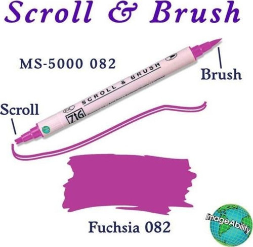 Scroll & Brush Çift Çizgi ve Fırça Uçlu Kaligrafi ve Gölgeleme Kalemi 082 Fuchsia