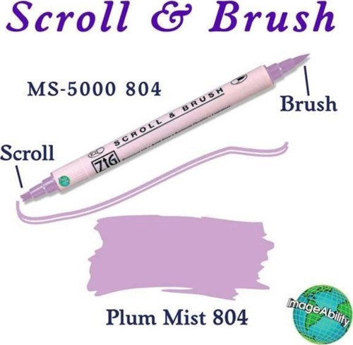 Scroll & Brush Çift Çizgi ve Fırça Uçlu Kaligrafi ve Gölgeleme Kalemi 804 Plum Mist