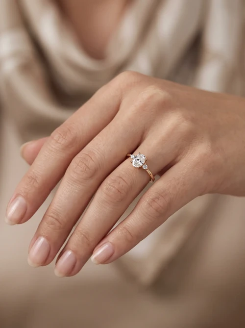 14 Ayar Oval Taşlı Yüzük