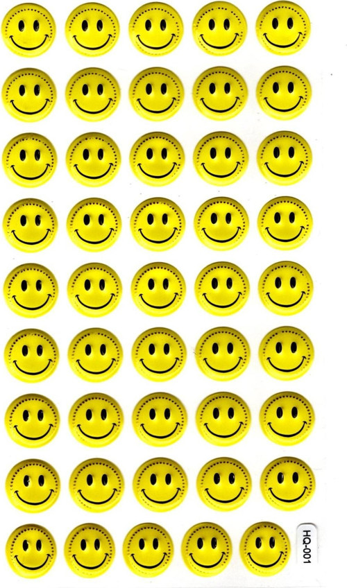 Sticker Kabartmalı Stiker Defter Planlayıcı Etiket (HQ001)-17x9 cm- Gülen Emoji
