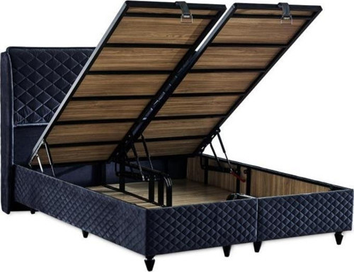 Baklava Lüks Baza ve Başlık Seti 120x200 cm Tek Kişilik Metal Baza ve Başlık Takımı Antrasit Kumaş